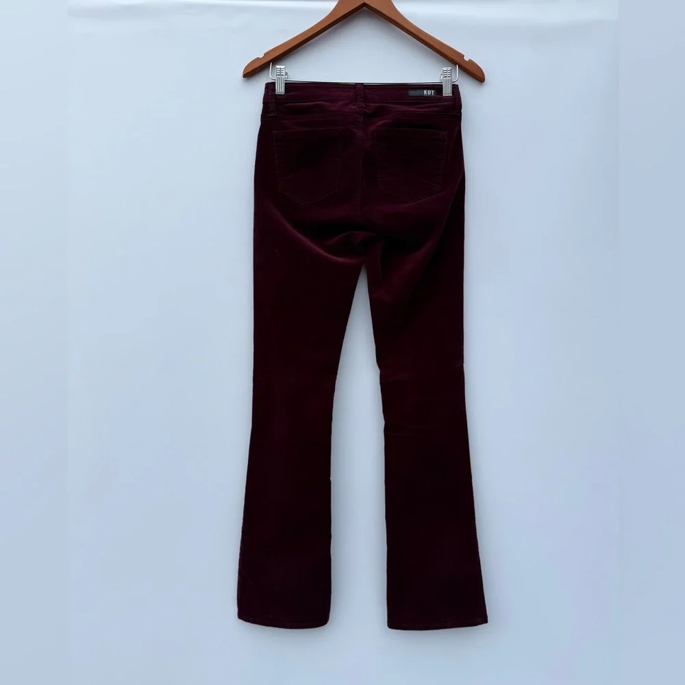 Kut From The Kloth Karen Baby Boot Cut Maroon Corduroy Trousers Size 00 - Picture 11 of 13